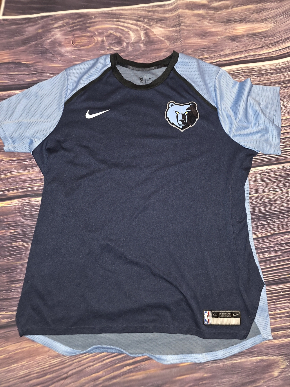 NBA Memphis Grizzlies Navy & Light Blue Raglan Performance Tee